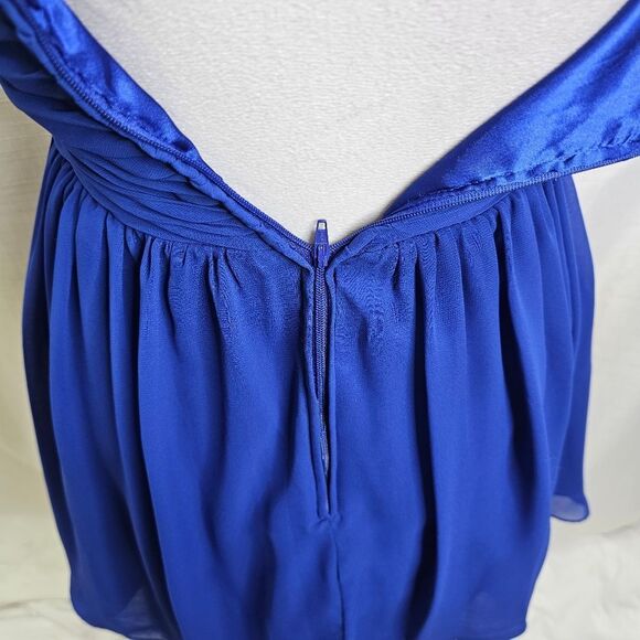 DEB Vintage Royal Blue One Shoulder Chiffon Party Dress Size 3/4 - Picture 6 of 10
